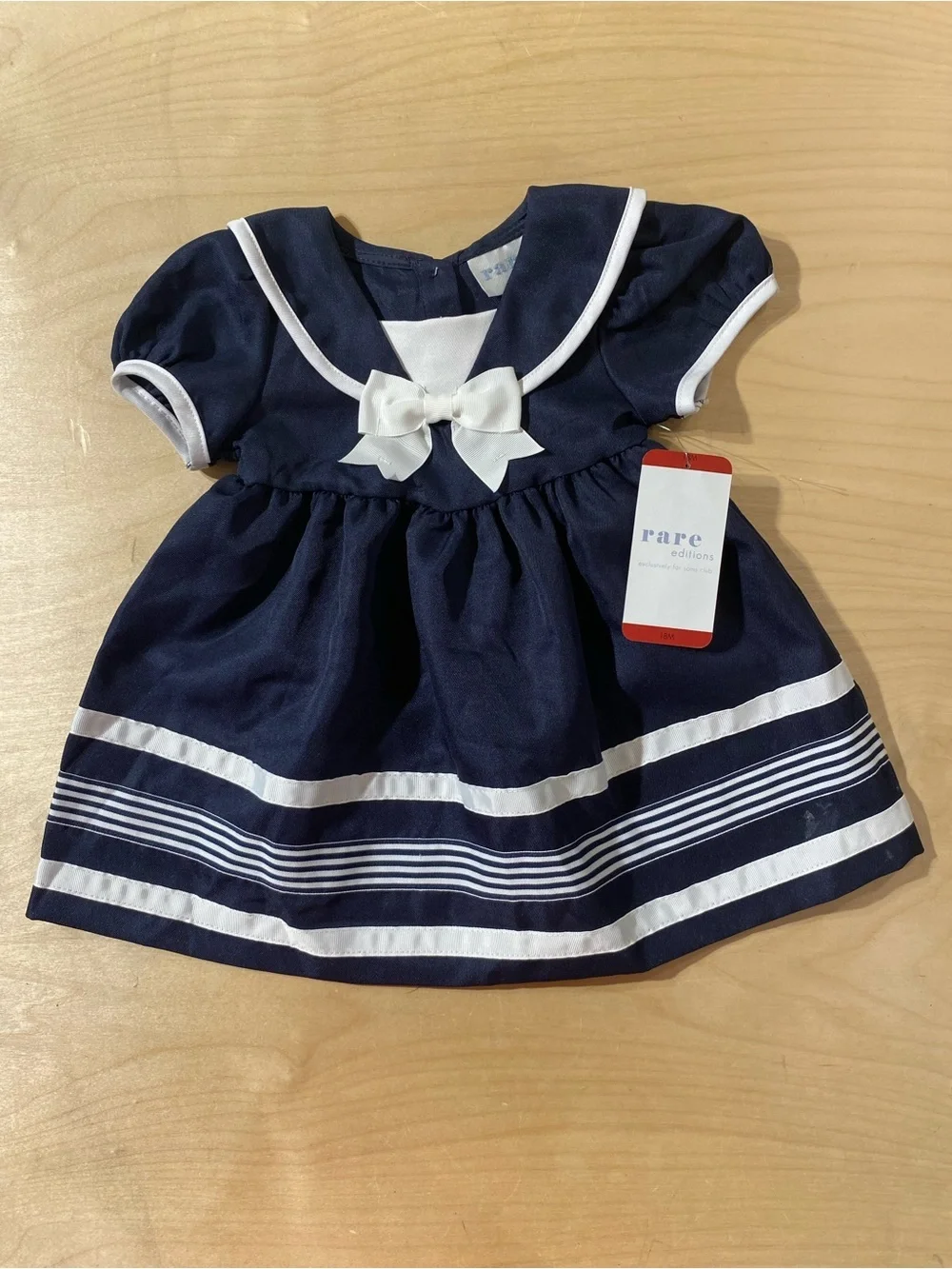Rare Editions Navy and White Sailor Dress with Bow 18 Months (RY)